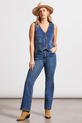 alt view 2 - SUPER STRETCH DENIM VEST WITH BACK BELT-Soft indigo