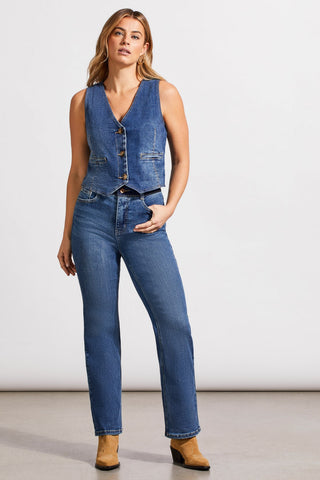 alt view 3 - SUPER STRETCH DENIM VEST WITH BACK BELT-Soft indigo