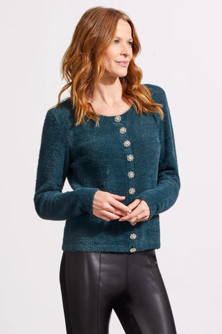 alt view 1 - SWEATER CARDIGAN WITH FANCY BUTTONS-Alpine green