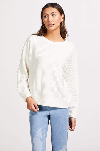 alt view 1 - TEXTURED KNIT DOLMAN SLEEVE TOP-Eggshell