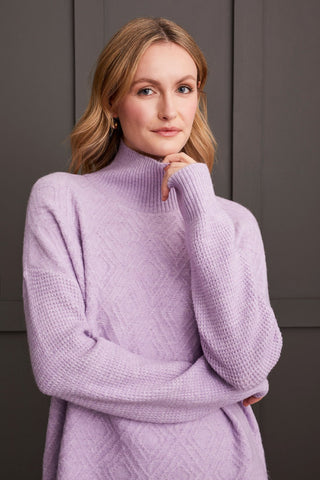 alt view 1 - TEXTURED MOCK NECK SWEATER-Orchid