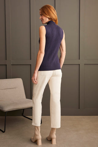 alt view 3 - TEXTURED SLEEVELESS MOCK NECK TOP-Sapphire