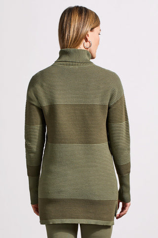 alt view 3 - TWO-TONE OTTOMAN TURTLENECK TUNIC SWEATER-Clover leaf