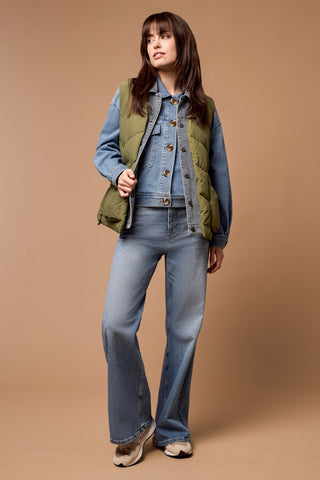 alt view 3 - WAIST LENGTH DENIM JACKET WITH OVERSIZED POCKETS-Med. denim