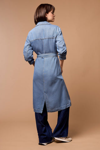 alt view 4 - WEAR 2 WAYS DENIM TRENCH COAT DRESS-Softblue